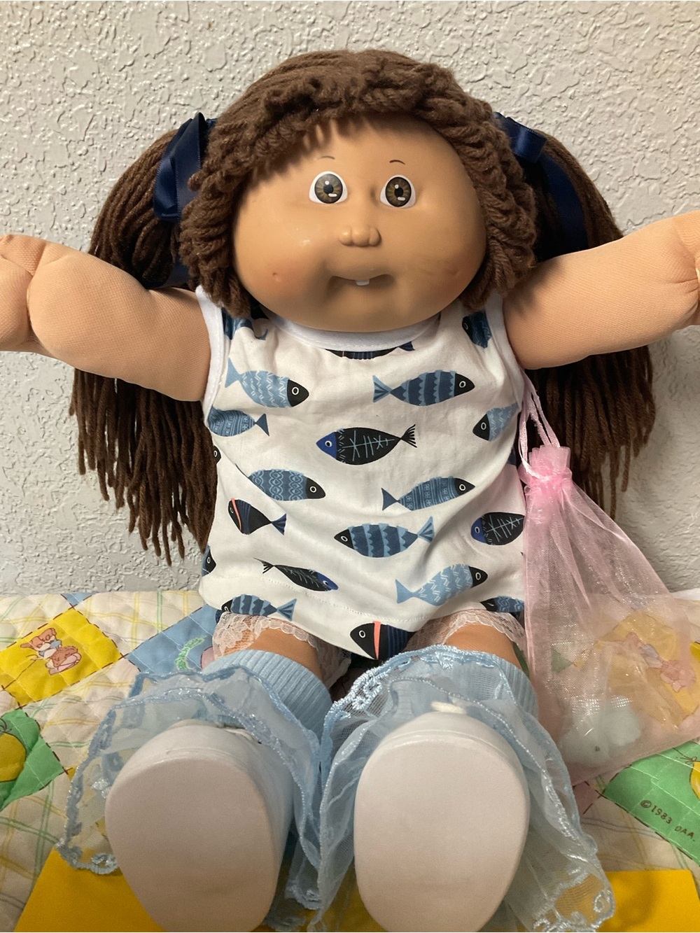 Vintage Cabbage Patch Kid Girl Brown Hair Brown Eyes Head Mold #5 1985